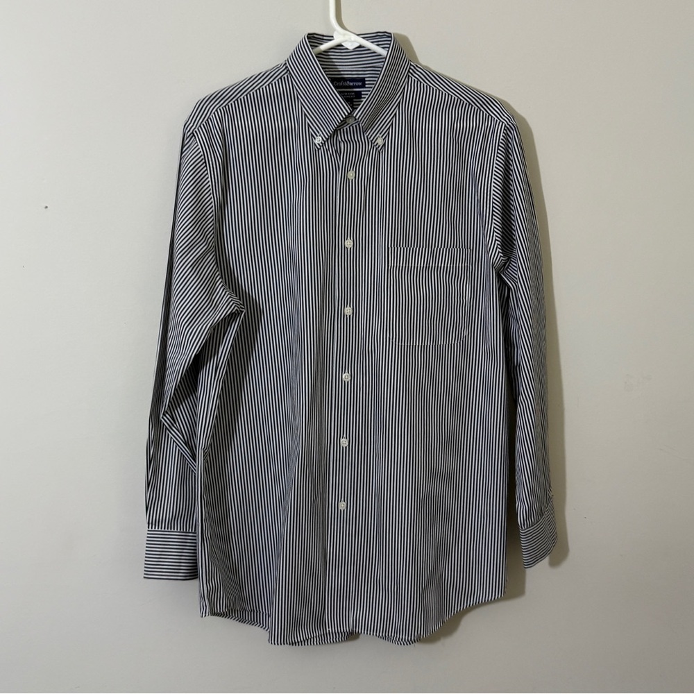 Croft & Barrow Black and White Striped Casual Shirt size 16 32/33”